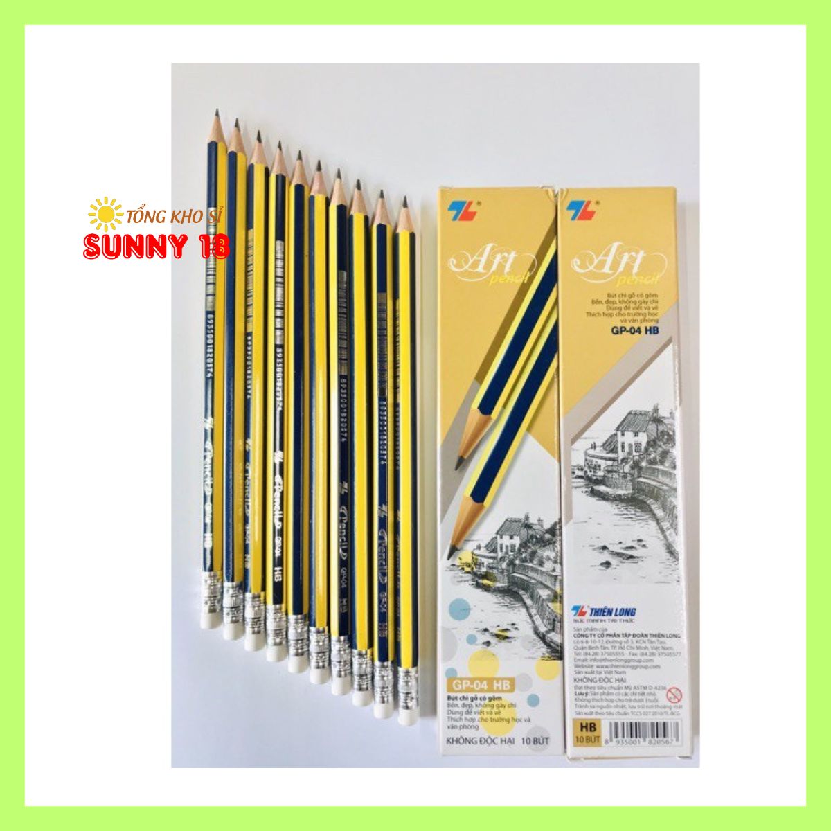 Hộp 10 cây bút chì 2b, hb thiên long, bền, đẹp