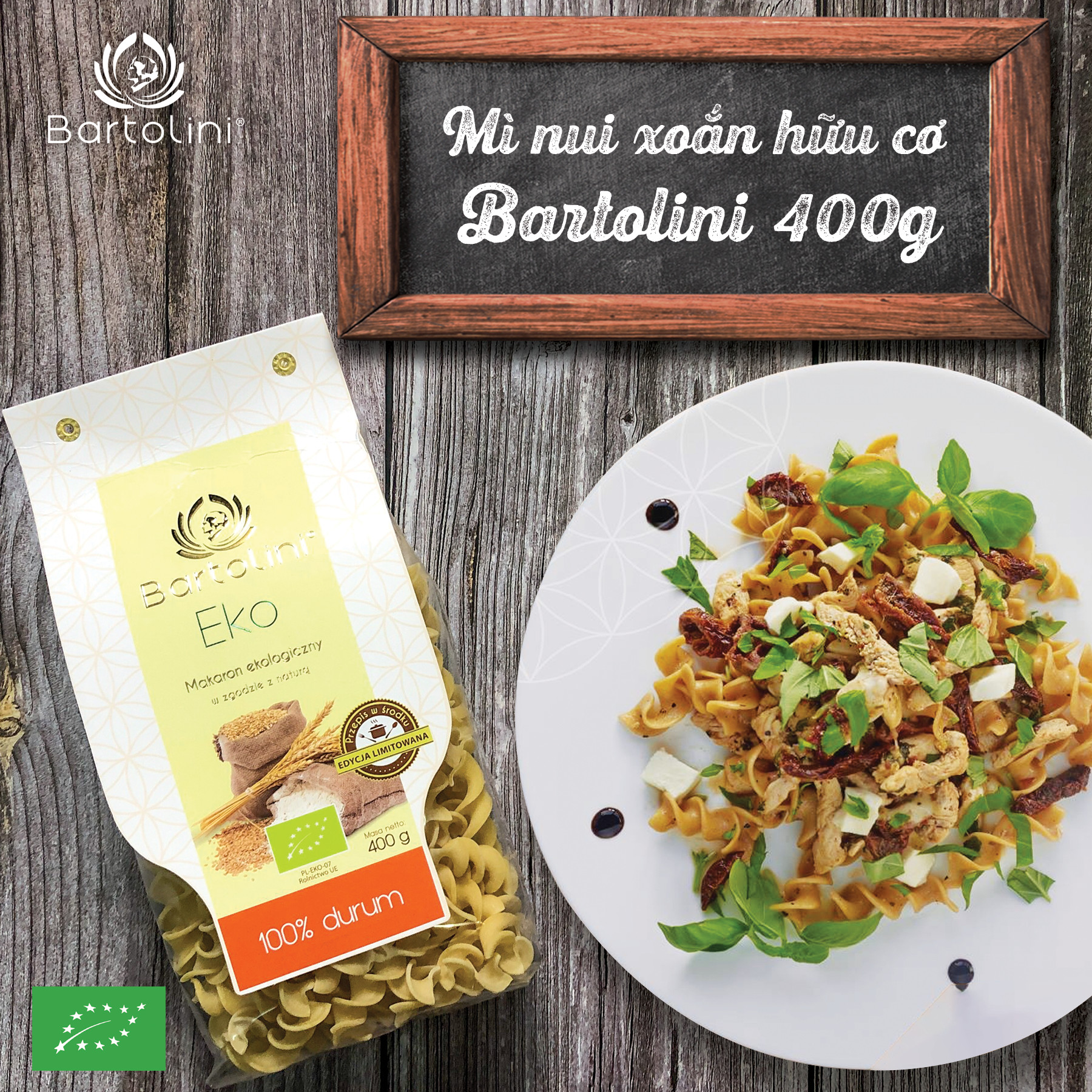 Mì nui xoắn hữu cơ Bartolini 400g - Leafhouse hcm