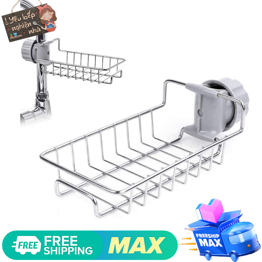 Giá Để Đồ Rửa Chén Bát Inox Tiện Dụng Không Cần Khoan Vít, Kệ Để Đồ Rửa Chén Cạnh Vòi Rửa Nhỏ Gọn , Tiện Lợi , Không Lo Gỉ