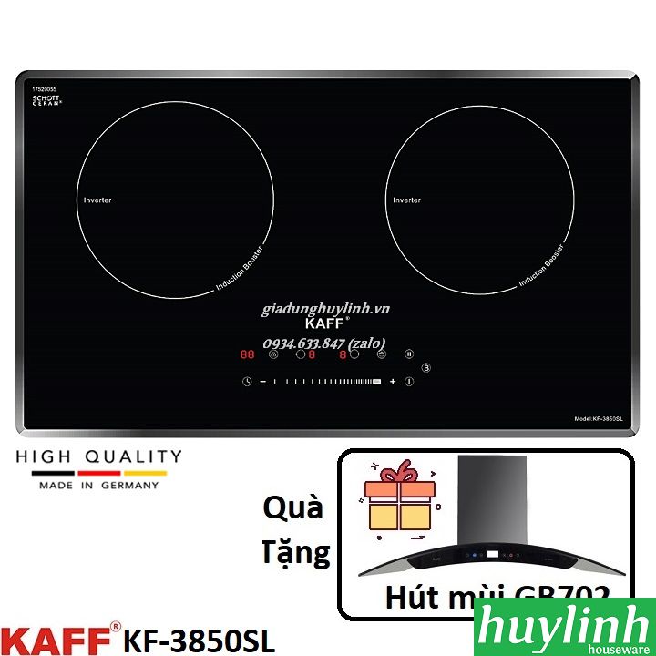 Bếp từ đôi kaff kf-3850sl - made in germany - tặng hút mùi kaff gb702