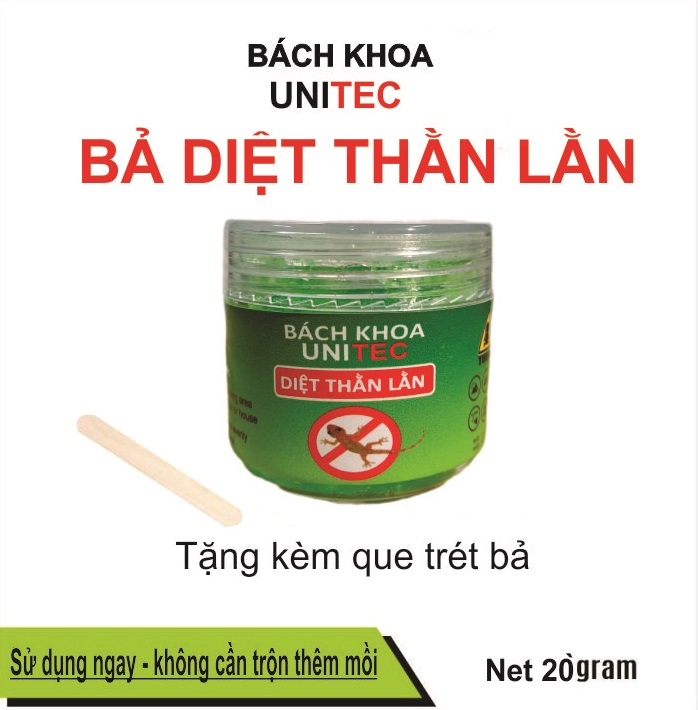 Bả (Gel) Diệt Thằn Lằn - Thạch Sùng - Tắc Kè Bách Khoa Unitec - Hương hấp dẫn thằn lằn