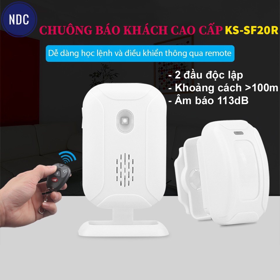 Chuông Báo Khách Cao Cấp SF20R (Bản Quốc Tế) Có Còi Hú Báo Trộm Hồng Ngoại Không Dây