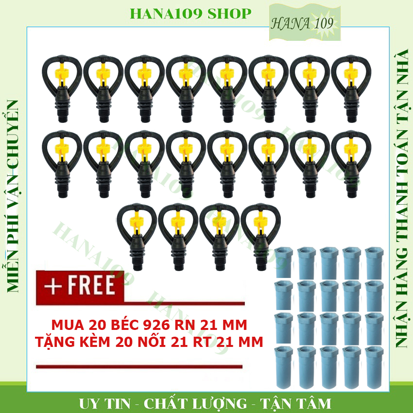 [HCM]Bộ 20 Béc tưới cao cấp dành cho hoa rau màu cây con...ren ngoài tặng kèm 20 nối 21 ren trong 17 chuyên dùng nối các van béc có ren ngoài 17mm