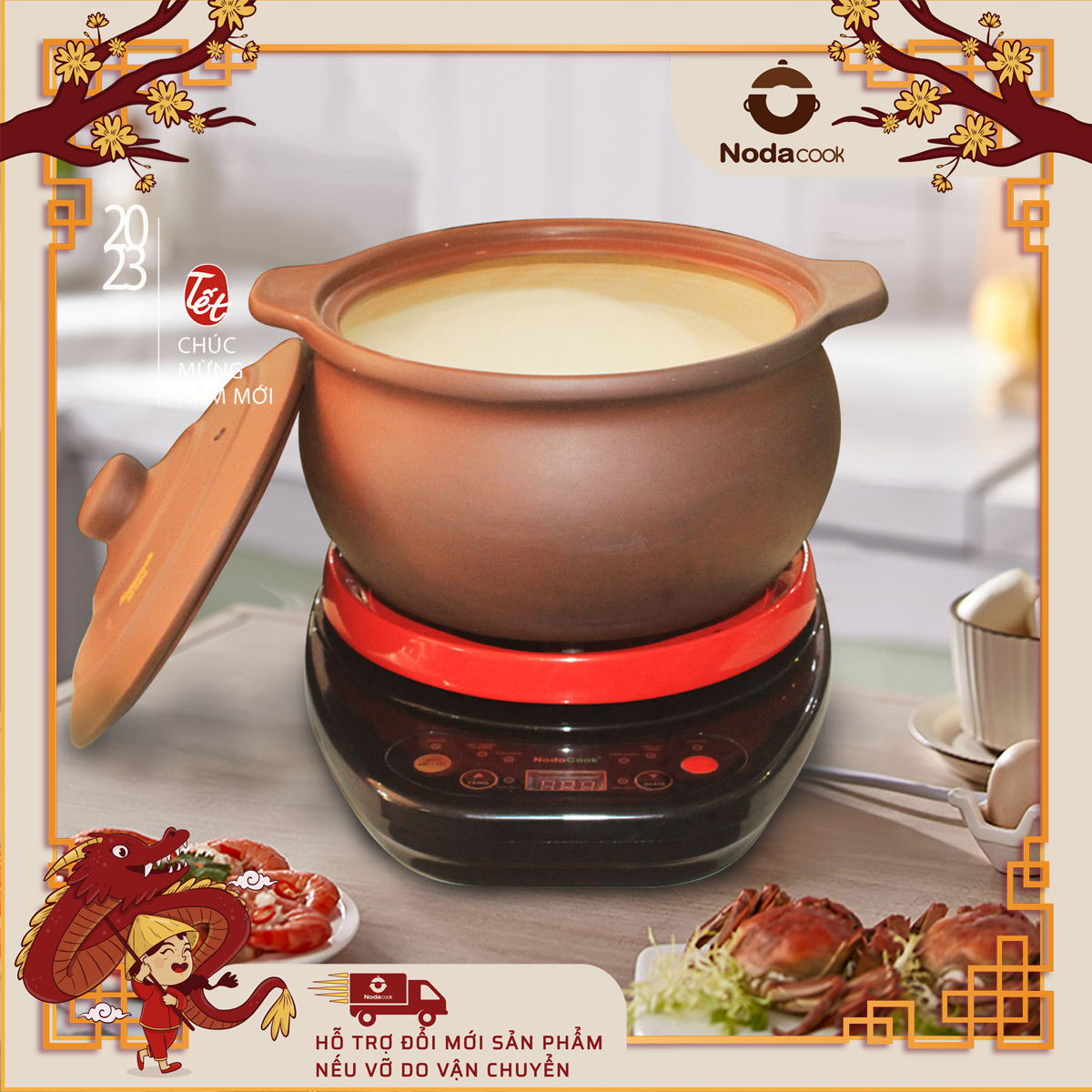 Nồi kho cá tự động 3.3 lít NodaCook đất nung