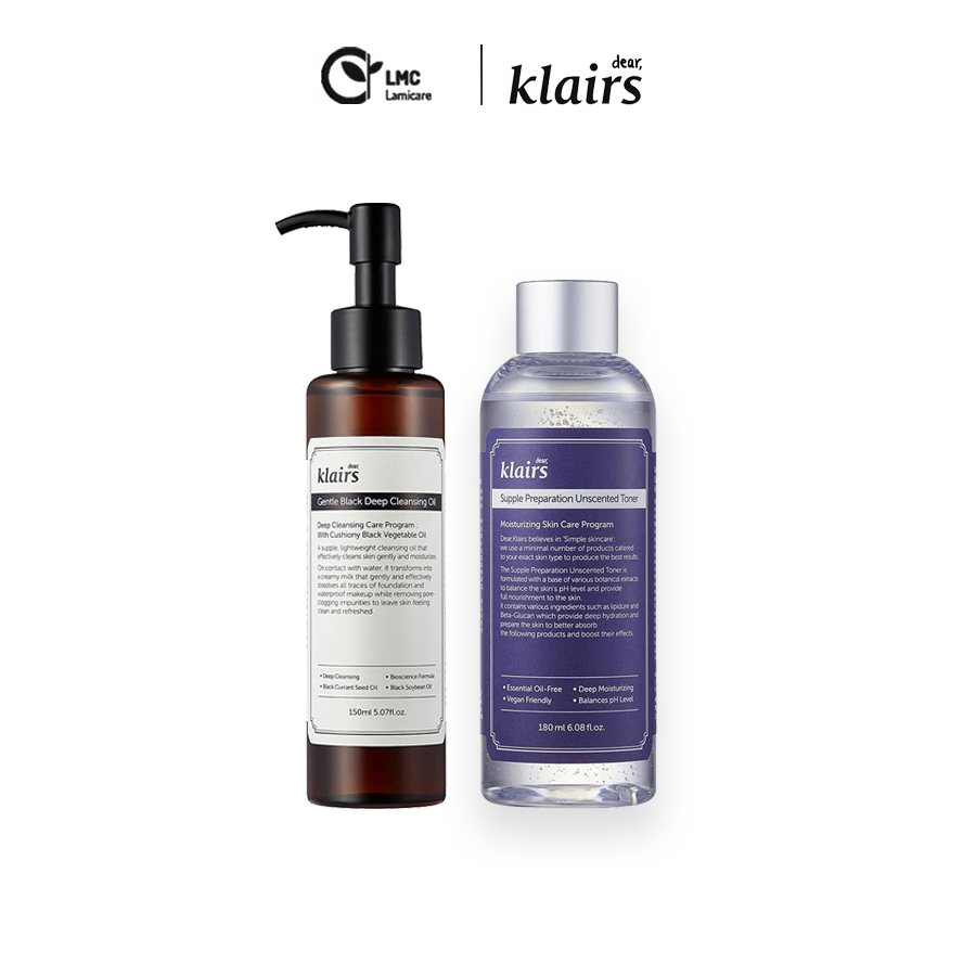 Bộ 2 sản phẩm làm sạch và hỗ trợ cấp ẩm cho da hiệu quả klairs gentle