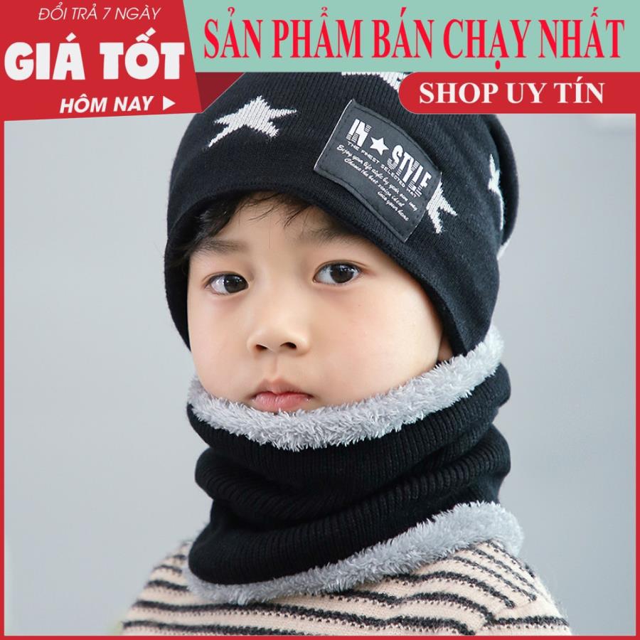 [ HÀNG MỚI ] SET mũ len kèm khăn quàng cổ - Khăn Mũ Ngôi Sao Lót Lông Cho Bé, MŨ LEN CHO BÉ, KHĂN LEN CHO BÉ, MŨ KÈM KHĂN CHO BÉ- Khăn quàng cổ