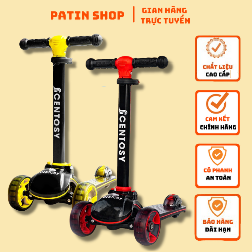 Xe Trượt Scooter trẻ em Centosy S5 chính hãng cao cấp, có bánh đèn, điều chỉnh được trục tay cầm