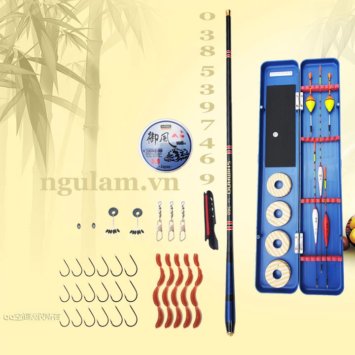 Cần câu tay shimano 5h cacbon cao cấp tặng phụ kiện cỡ 3m6 4m5 5m4 6m3