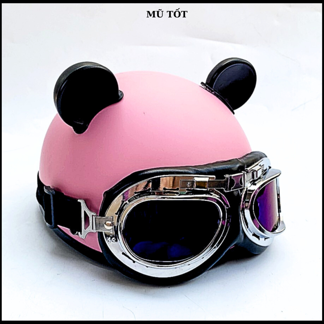 Mũ bảo hiểm nửa đầu kèm kính UV X400, phi công , nhiều mẫu, mũ xốp ép khóa đỏ cúc bấm đồng