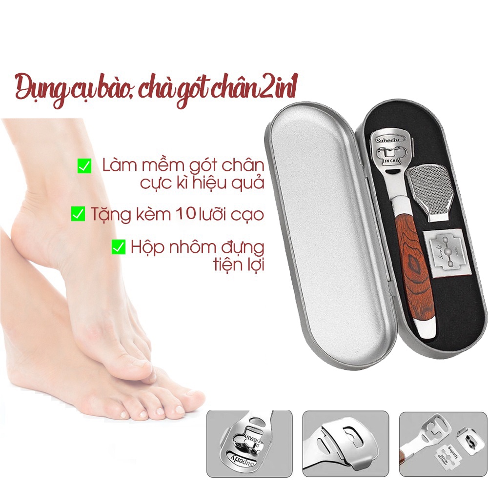 Chà gót chân, mài gót chân bị nứt bằng inox cao cấp