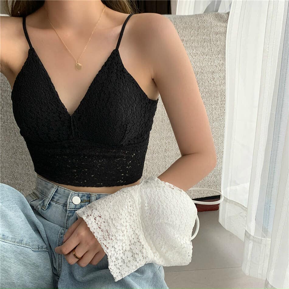 Áo bra croptop 2 dây ren hoa cao cấp 990