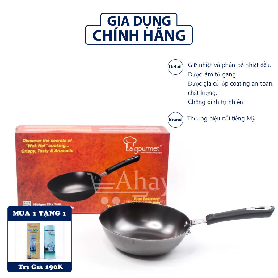 Hàng Chính Hãng - Chảo Gang La Gourmet Nitrigan 20Cm - Mỹ