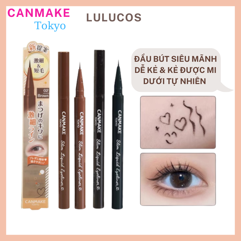Bút kẻ mắt nước Canmake Slim Eyeliner siêu mảnh chống trôi lem