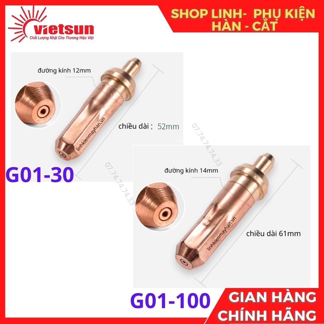 Béc cắt oxy gas đèn cắt gió đá g01-30, g01-100
