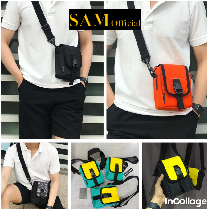 Túi đeo chéo nam nữ nhiều màu- size 18x14x6 cm- sam official- túi đeo chéo, túi đeo bụng, túi đeo màu đen, xám, xanh