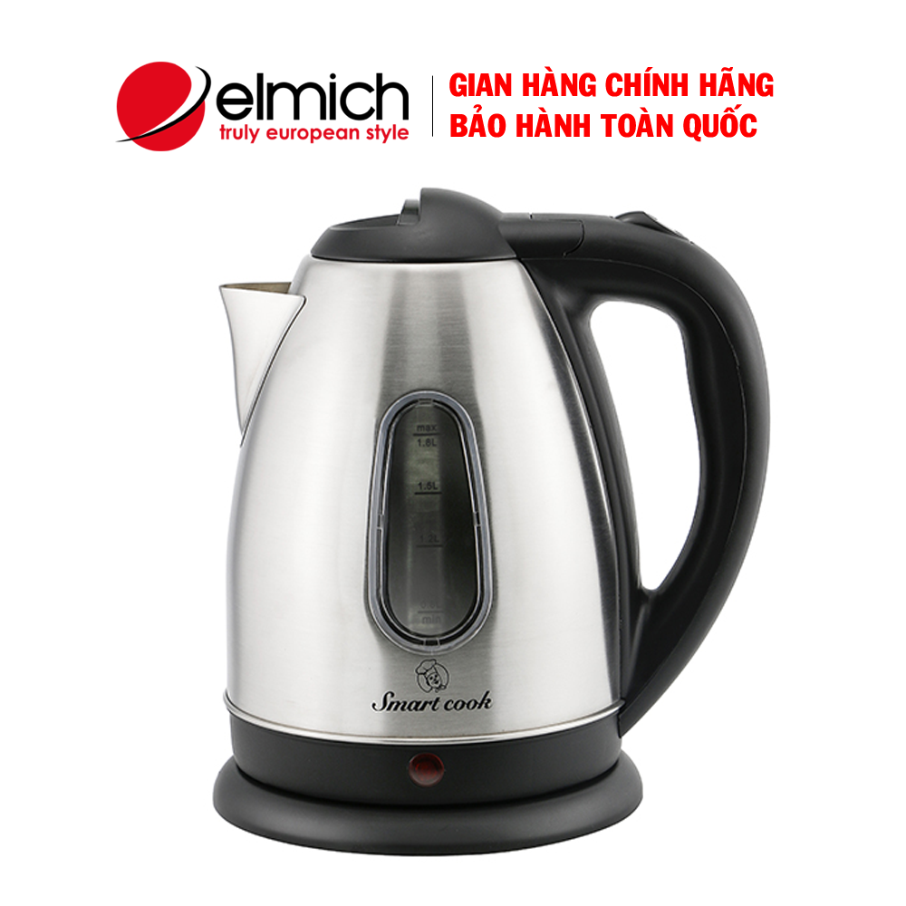 Bình siêu tốc Elmich Smartcook KES-3854, Ấm siêu tốc, Ấm đun nước siêu tốc, Bình đun nước siêu tốc 1.8L, Công suất cao 1800W, thân bình inox 304 siêu bền, an toàn sức khỏe, bảo hành 12 tháng