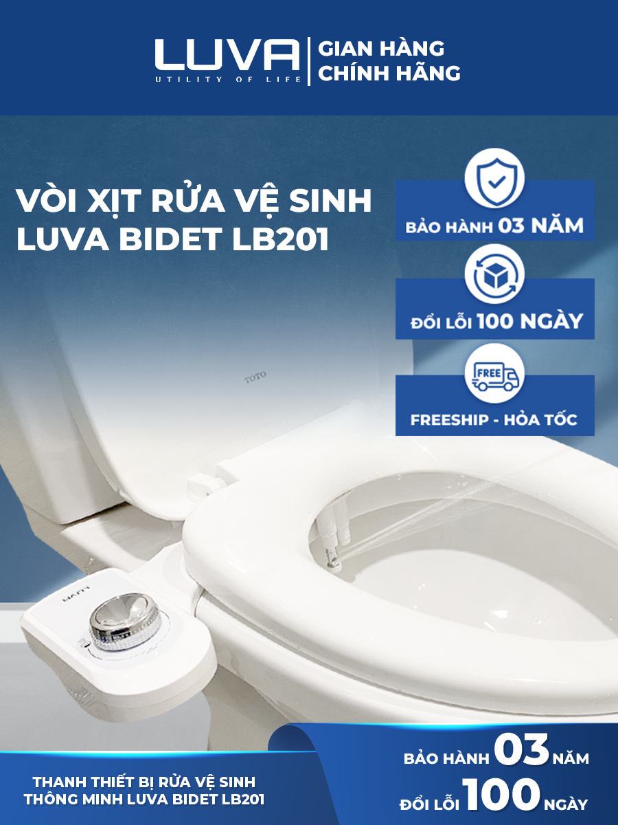 Vòi rửa vệ sinh thông minh Luva Bidet LB201, 2 Vòi Rửa, xuất Hàn Quốc, bảo hành 3 Năm, đổi lỗi 100 ngày