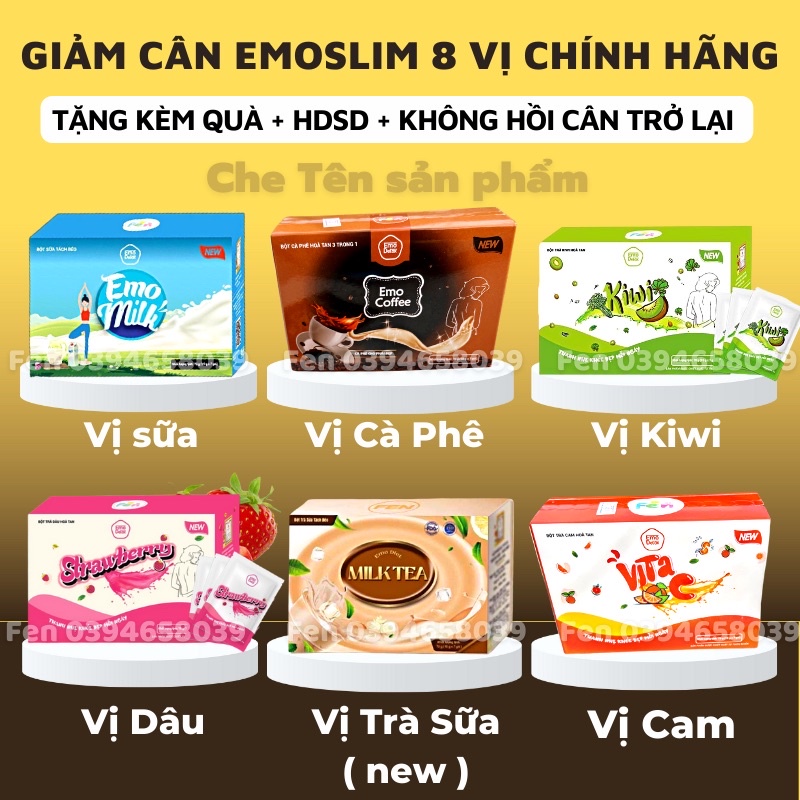 Emoslim sữa tách béo giảm cân emoslim 8 vị chính hãng 100% detox trái cây / hỗ trợ giảm cân giam can slim sấy khô emoslim by fen