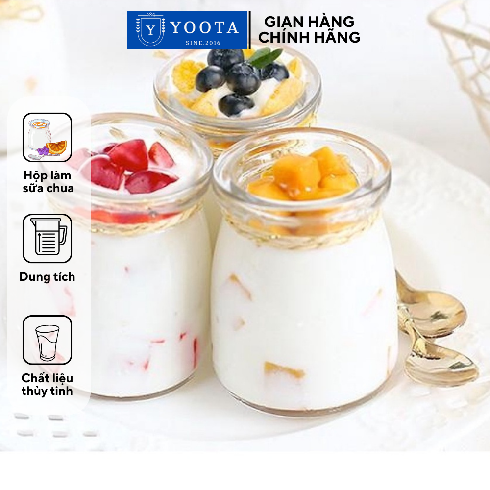 Combo 6 Hũ Đựng Sữa Chua Thủy Tinh 100ml Có Nắp Đạy An Toàn Khi Sử Dụng