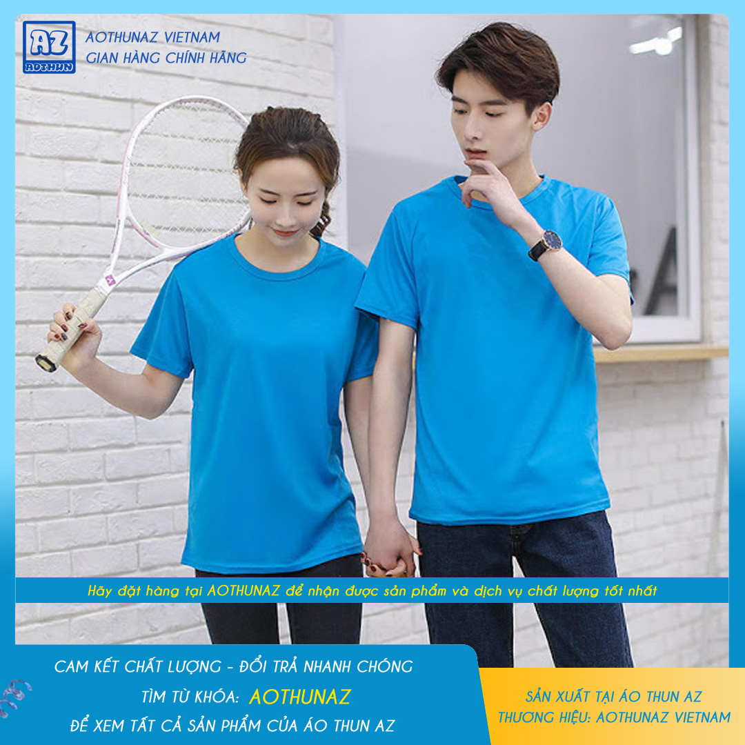 AOTHUNAZ - Áo thun trơn nam nữ màu xanh yamaha trẻ trung đơn giản