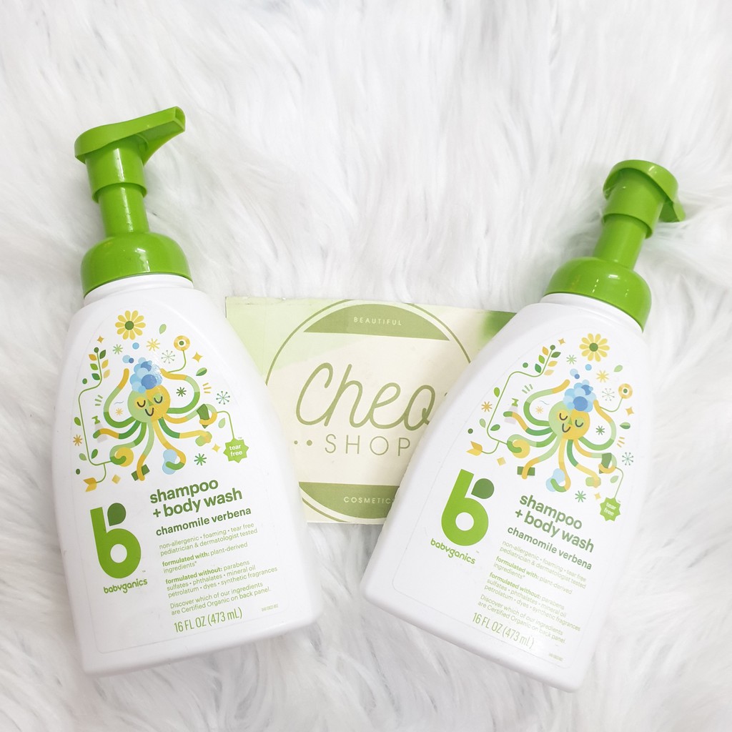 Tắm gội sơ sinh tạo bọt Babyganics 473ml