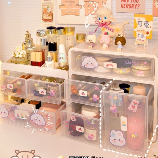 Tủ Đựng Mỹ Phẩm Có Kèm STICKER - Chất Liệu Nhựa An Toàn, Nhẹ, Nhỏ Gọn