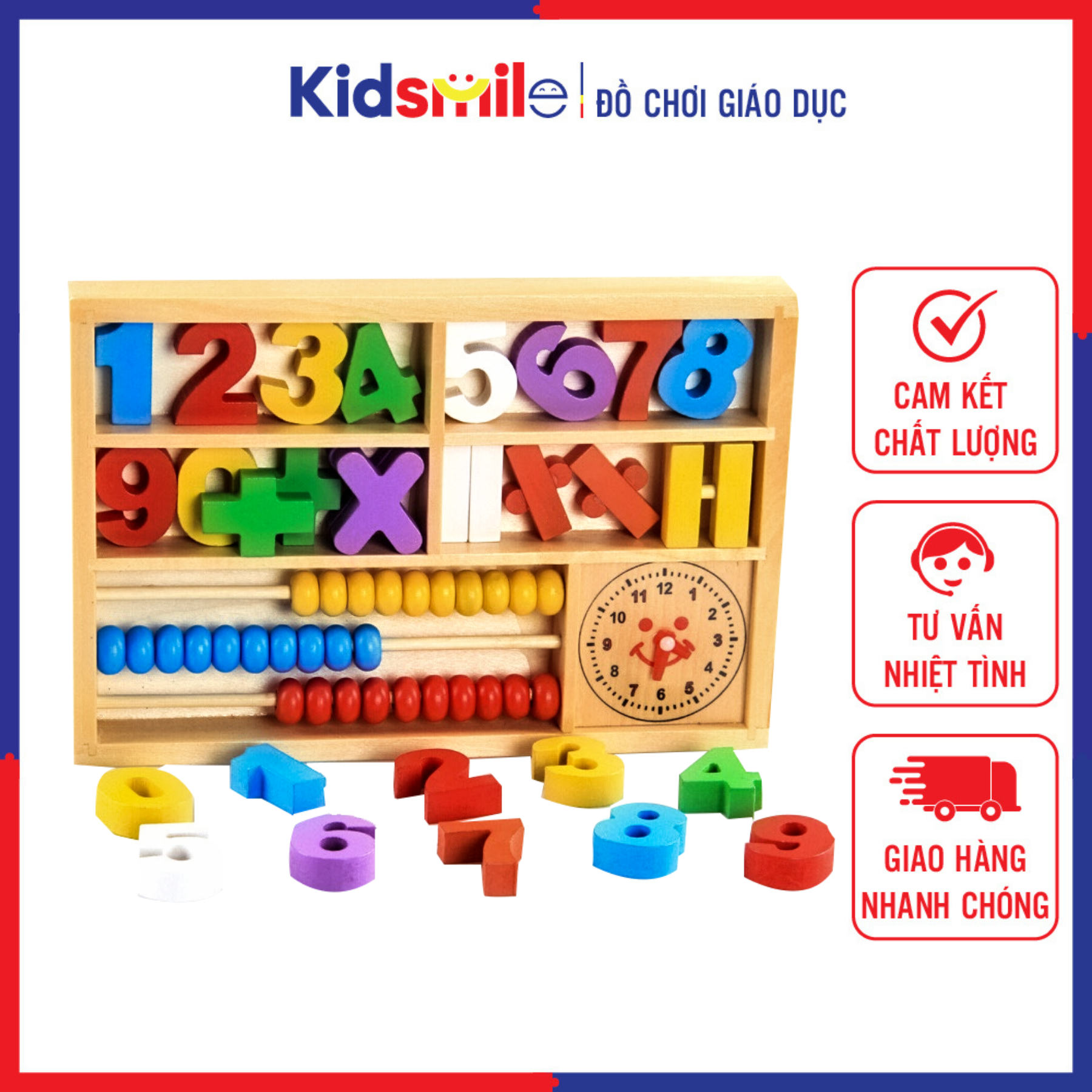 Đồ chơi gỗ trẻ em bộ học số và các phép tính giúp trẻ phát triển khả năng học toán và tư duy logic