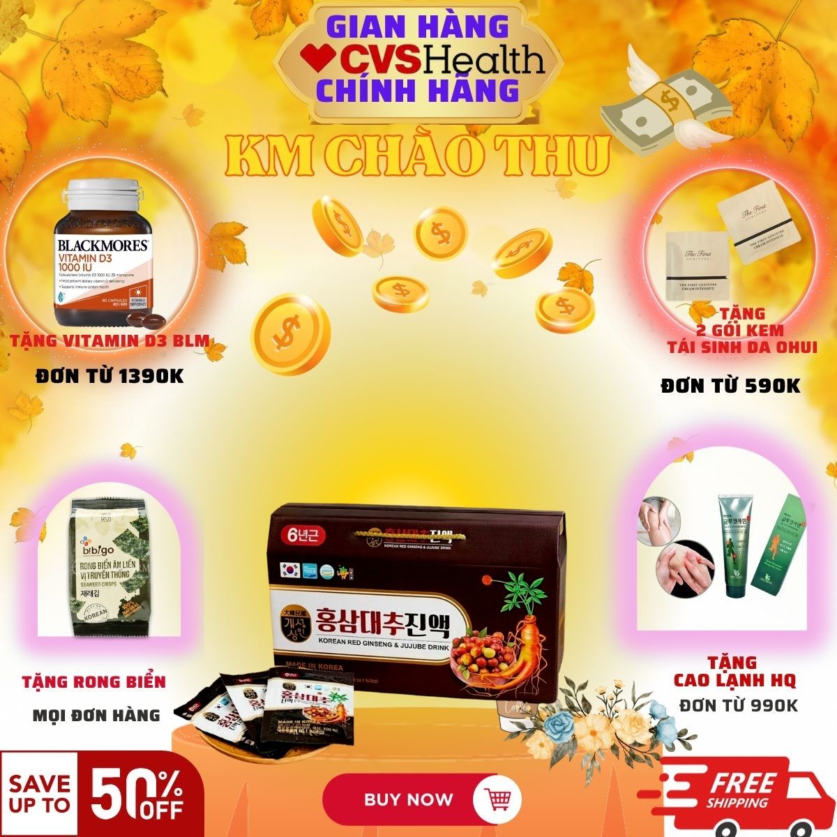 Siêu phẩm hồng sâm táo đỏ 50ml x 30 gói