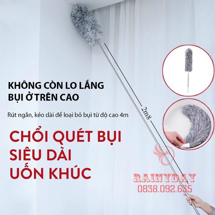 Chổi Quét Trần Nhà Thông Minh, Đầu Chổi Uốn Dẻo Linh Hoạt, Cán Inox Có Thể Điều Chỉnh Độ Dài Hoặc Gấp Gọn, TGTI365