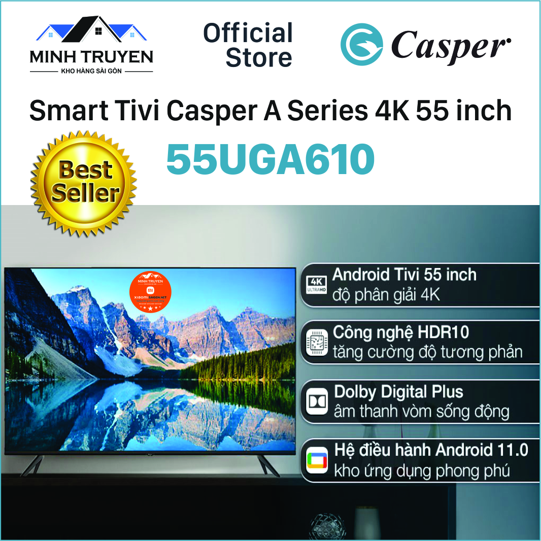 Android Tivi Casper 4K 55 inch 55UGA610 + Tặng thêm khung treo tường