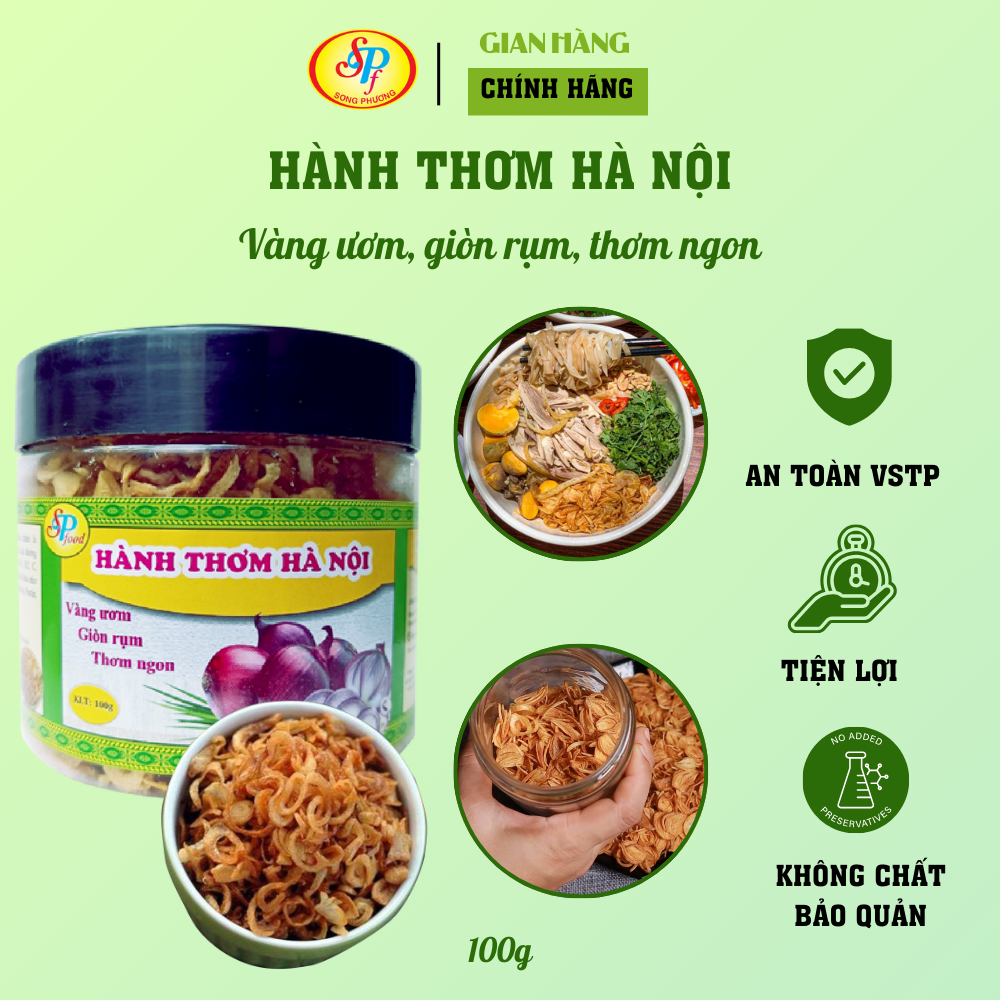 Hành thơm Song Phương, hành phi giòn rụm 100% hành phi, 100gr - Hàng xuất khẩu Nhật