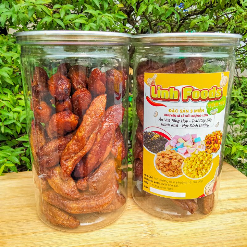 Chuối sấy dẻo lon pet 400gr đơn từ 50k