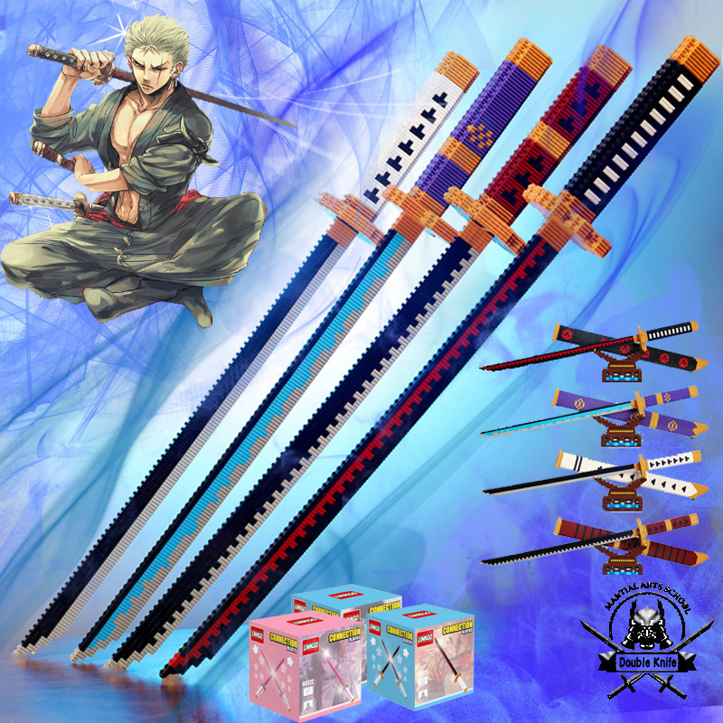Đồ Chơi Lắp Ráp Kiểu LEGO Mô Hình Kiếm Katana Của Zoro trong One Piece Đảo Hải Tặc Và Kimetsu no Yaiba Linkgo Rèn Luyện Trí Thông Minh