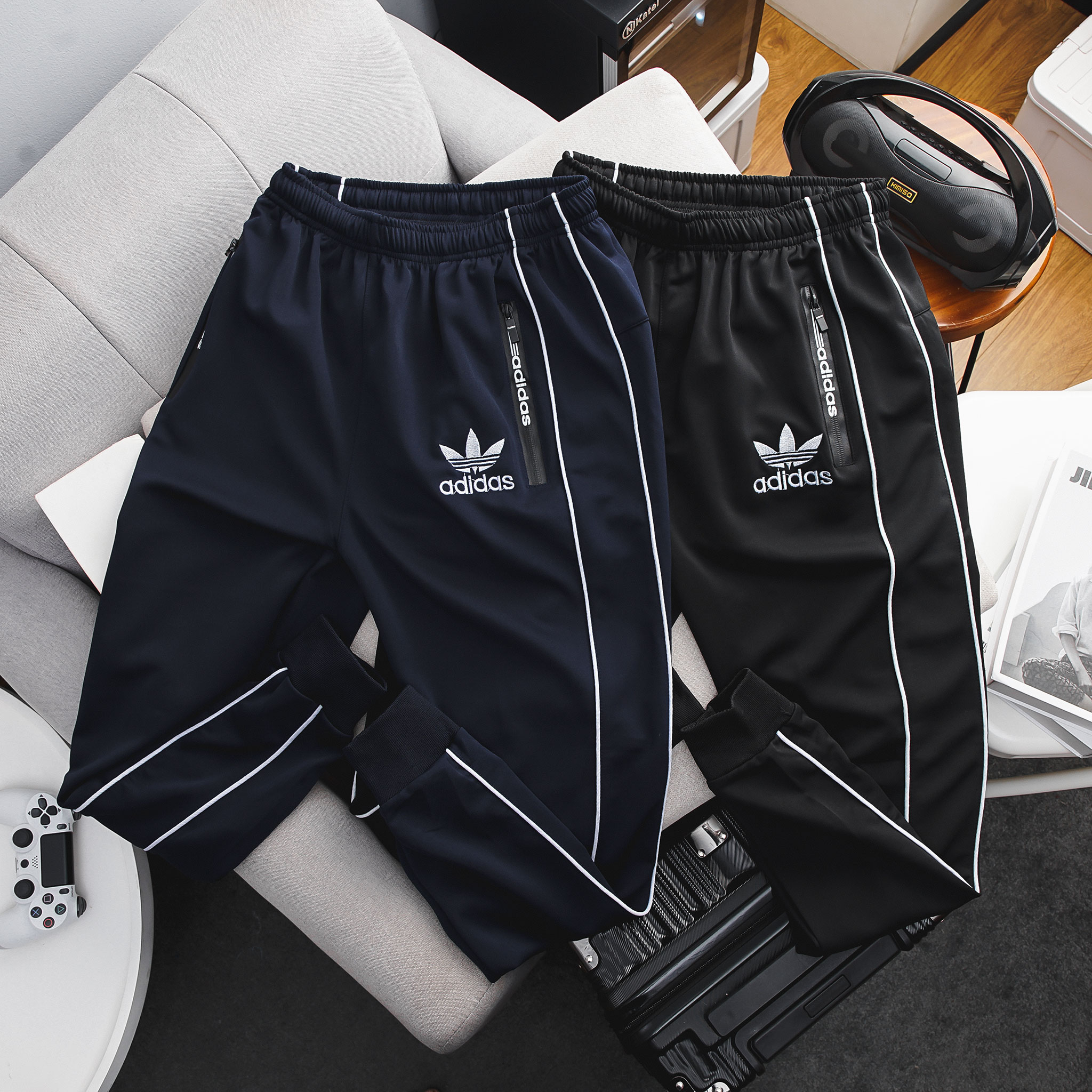 Quần thun dài túm jogger nam bigsize 70 - 130kg - 2 sọc dài