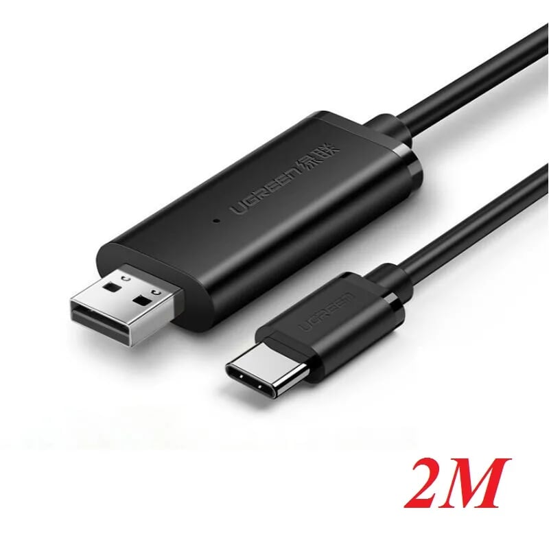 Ugreen 70420 2m cáp truyền và sẻ dữ liệu usb a ra usb type c màu đen mạ nickel US318