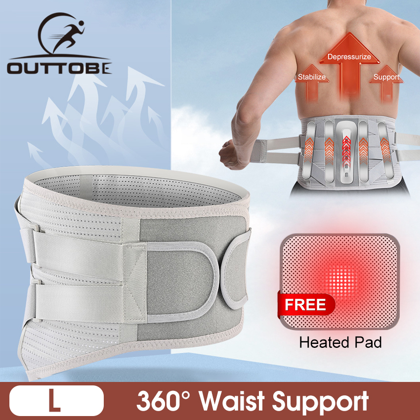 Outtobe Waist Support Back Brace Belt Waist Strap Unisex Lumbar Back Brace Sports Waist Back Support Adjustable Support Belt Body Protective Waist Belt with Self-heating Pad Women Men Back Pain Relief