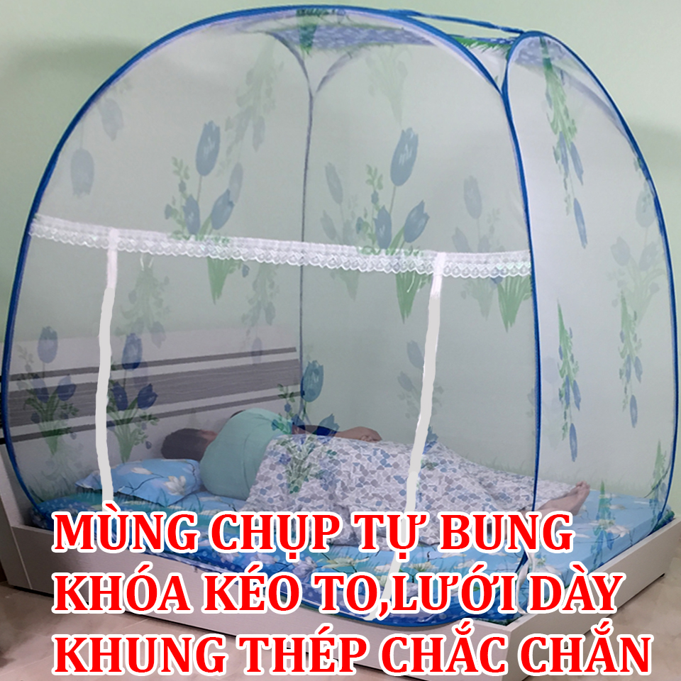 [KHÓA KÉO 2 MẶT, BẢNG TO]Mùng/màn chụp tự bung đỉnh rộng 1.8x2m