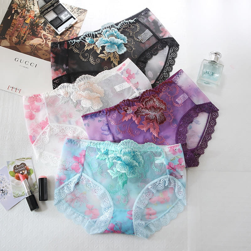 COMBO 5 Quần Lót  Ren Nữ Thêu Hoa Hồng Đẹp- SEXY QL - 05
