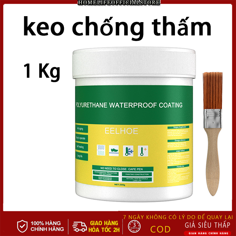 1kg  Keo chống thấm trong suốt Nhật Bản trọng lượng tặng kèm chổi quét nhỏ keo dán tôn chống dột
