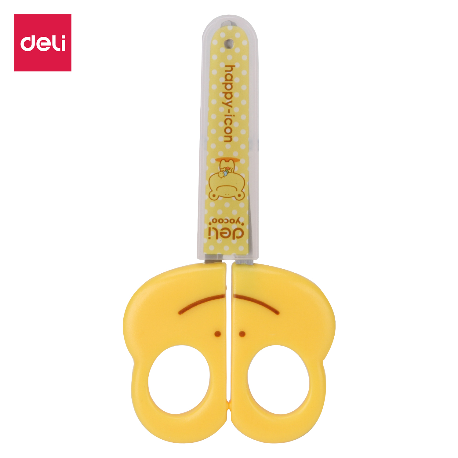 Kéo học sinh DELI- Có vỏ bảo vệ an toàn - Xanh lá, vàng - 1 cái - E6031