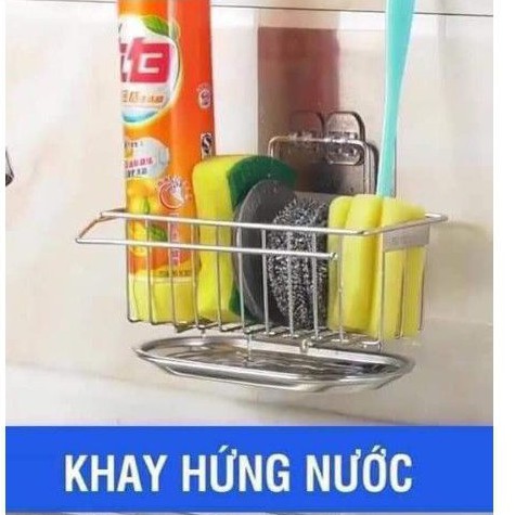 Giá để giẻ rửa bát inox 304 có khay hứng nước tiện dụng