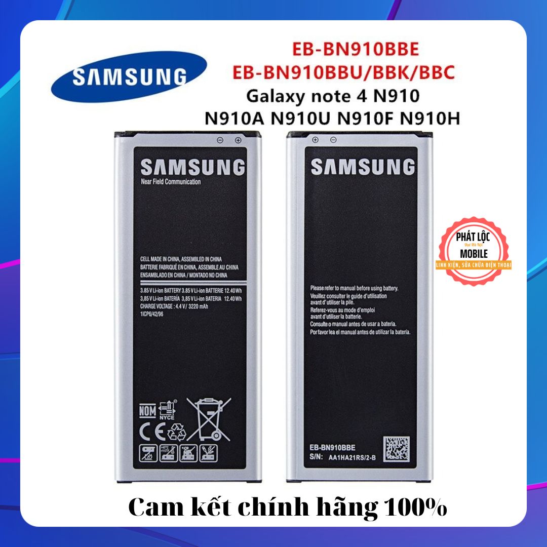 Pin Samsung Galaxy Note 4 zin chính hãng Samsung sản xuất, Pin bảo hành 3 tháng
