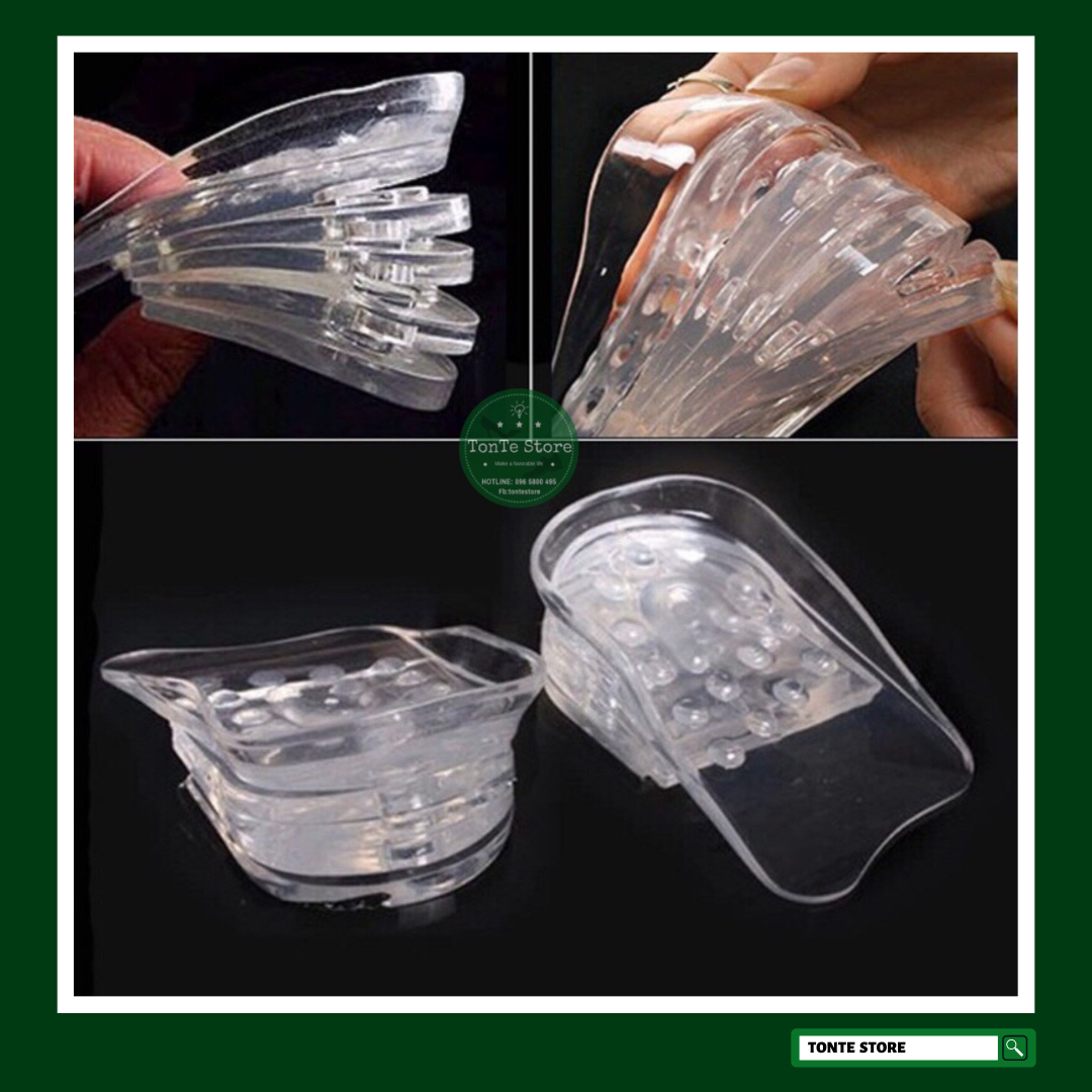 Lót giày độn đế Silicon tăng chiều cao chống đau chân ( Bộ chuẩn 10 miếng lắp ghép 1 đôi giày)