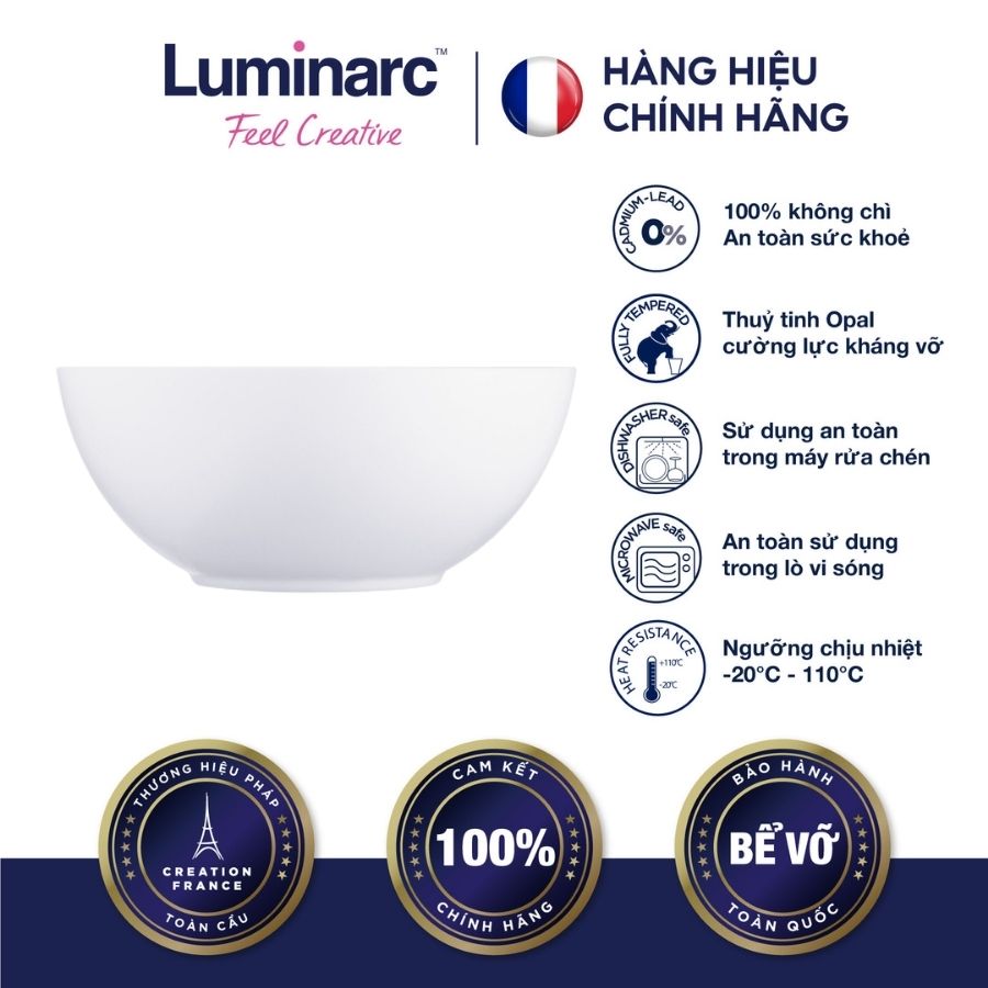 Bộ 6 Tô Thuỷ Tinh Luminarc Diwali Trắng 21Cm- LUDIN3976
