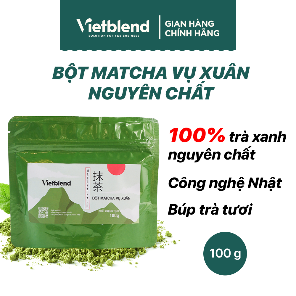 VIETBLEND Spring Season Pure Green Tea Matcha Powder 100g Bag