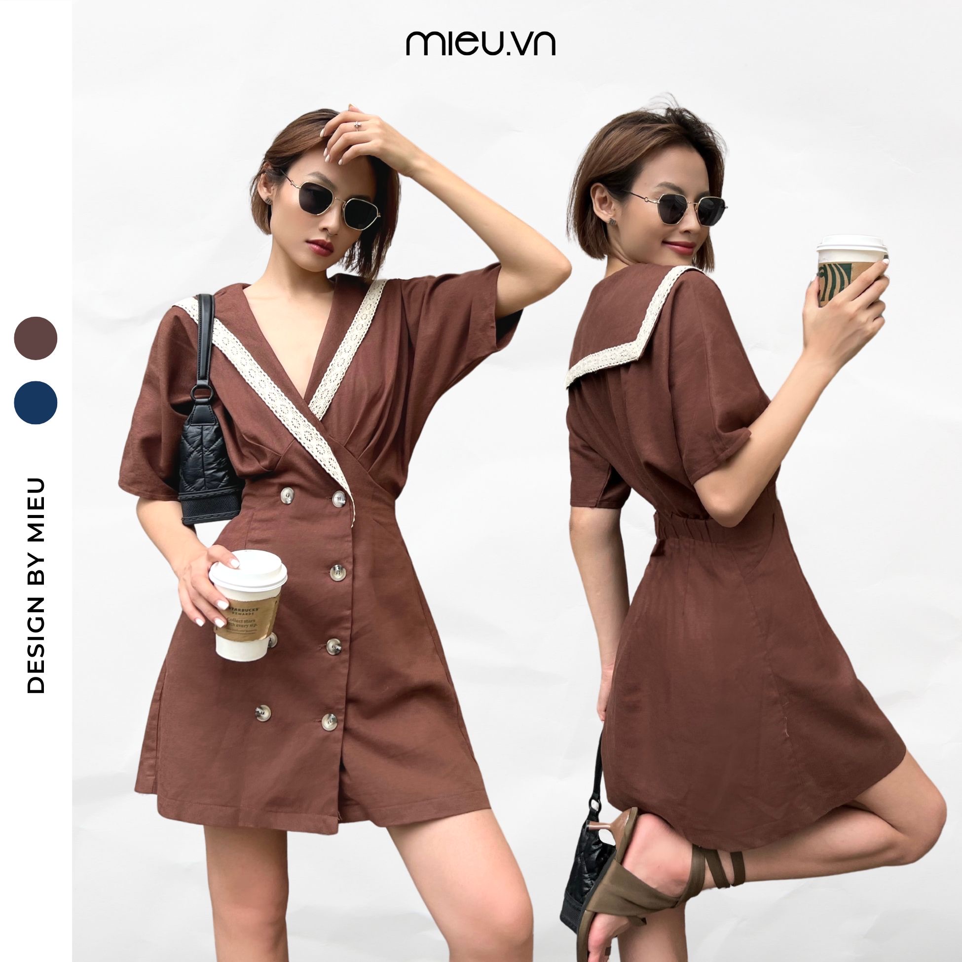 Đầm nữ phong cách thuỷ thủ vạt xéo mới lạ mieu - jn02