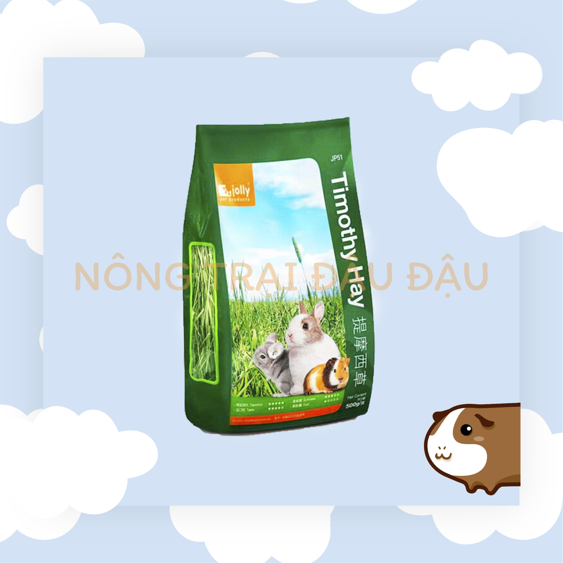 Cỏ timothy jolly nguyên cành thơm ngon và tươi xanh cho thỏ, bọ ú , chinchilla 500g - jp51