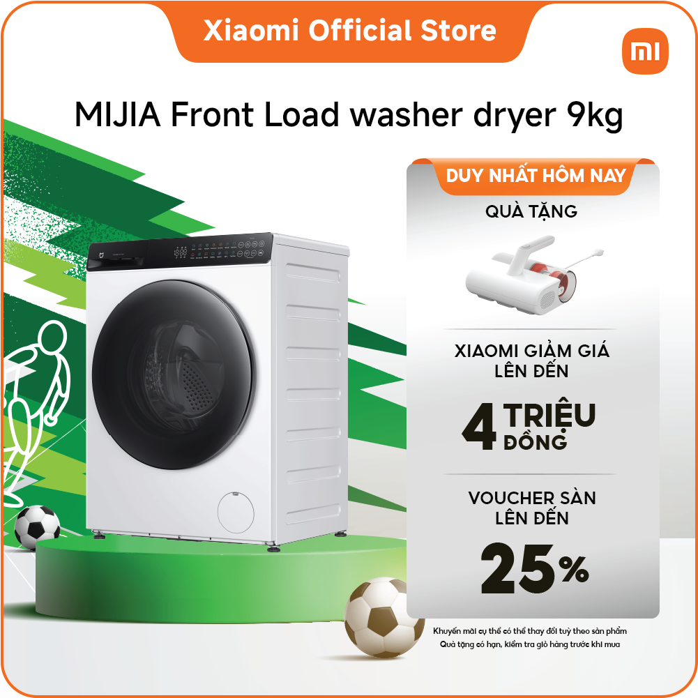 [MỚI RA MẮT] Máy giặt sấy cửa trước Xiaomi Mijia Front Load Washer Dryer 9kg | Chương trình Wash  Dry 59 phút | 99.99% Loại bỏ vi khuẩn | Điều khiển cảm ứng đầy màu sắc