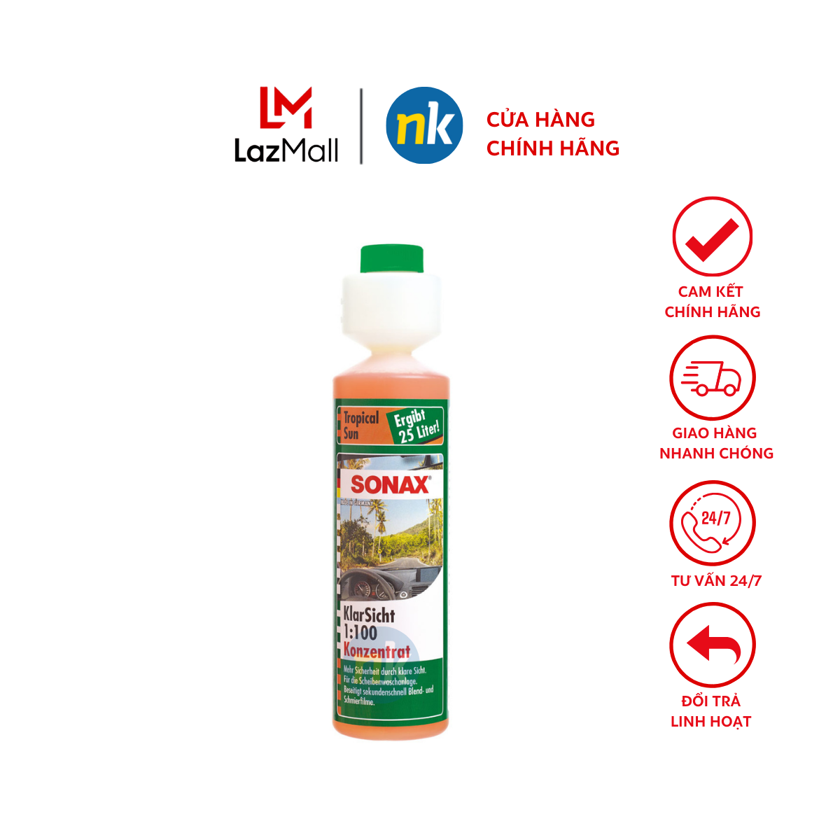 Nước rửa kính sonax clear view 1:100 concentrate tropical sun 250ml