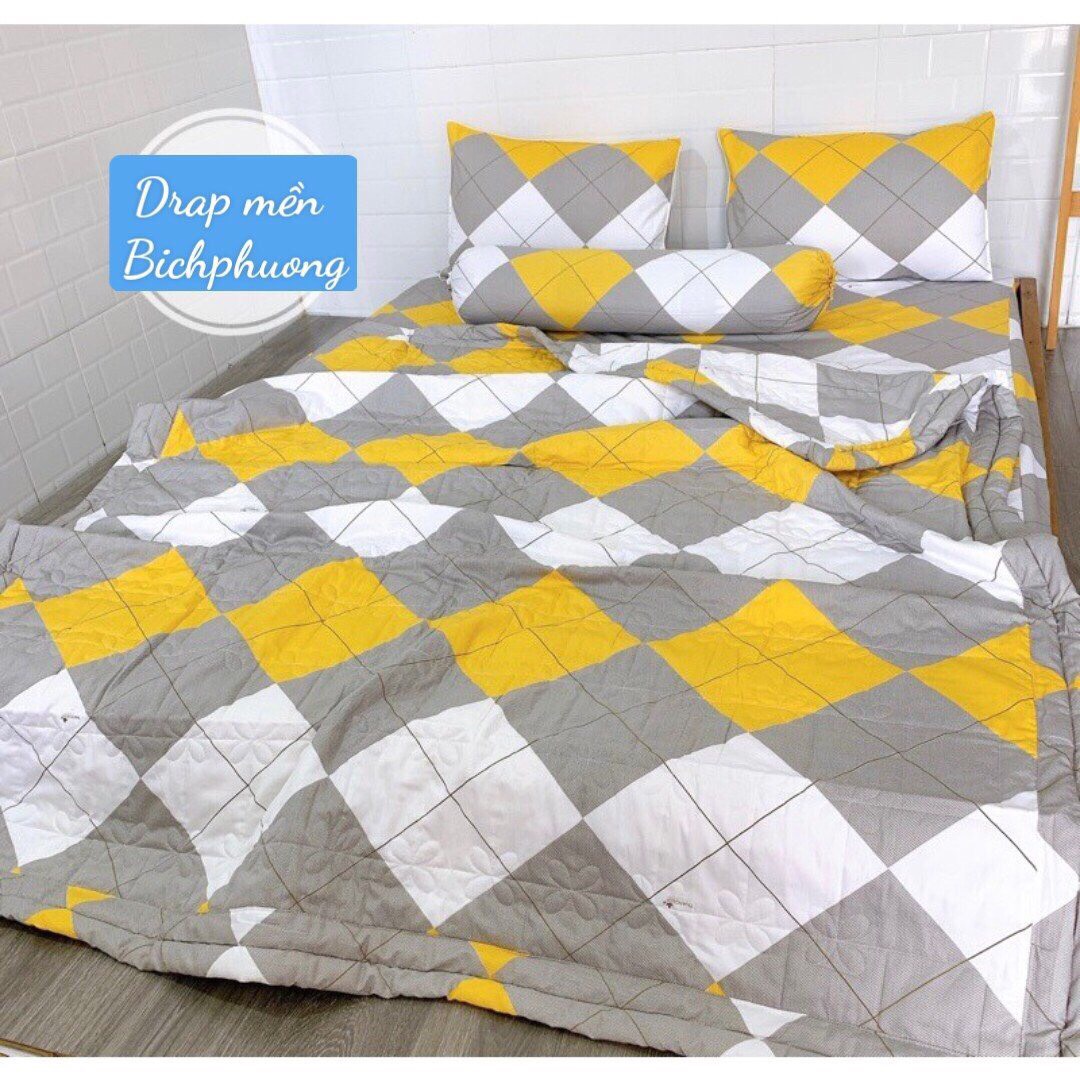 [HCM]Bộ Drap Cotton Thắng Lợi kèm mền chần gòn { 5 MÓN } 1m8 x 2m - CHUẪN LOGO/ có mền lẻ